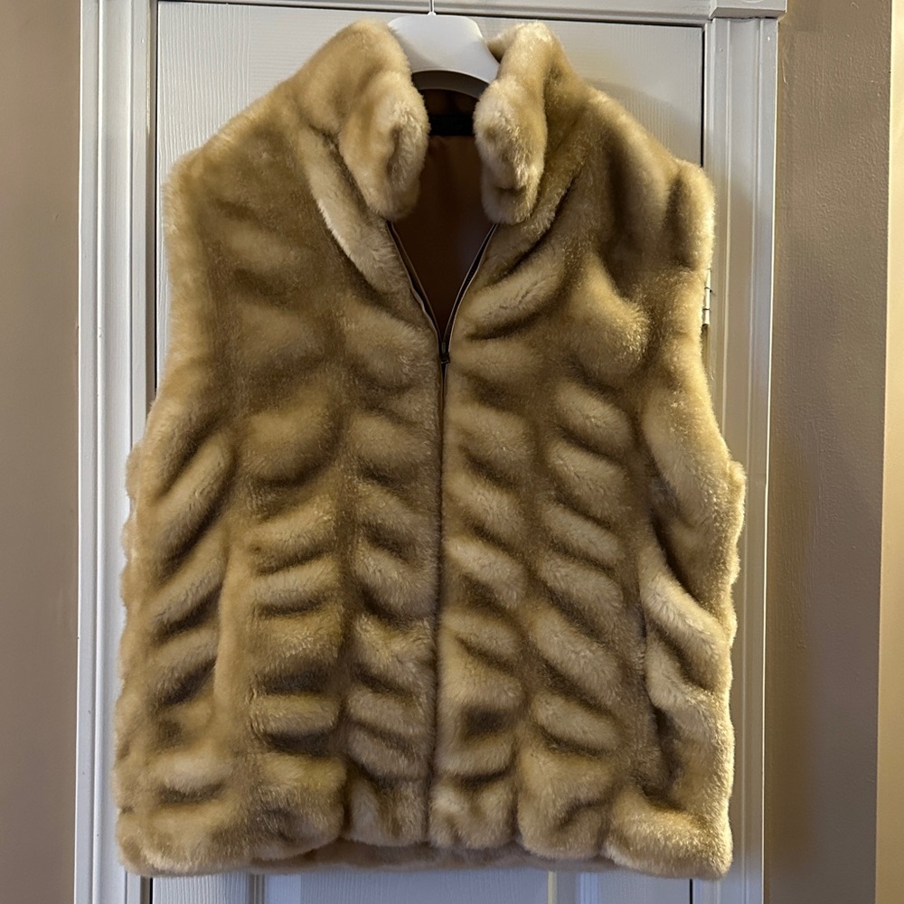 Brooks Brothers Tan Faux Fur Vest